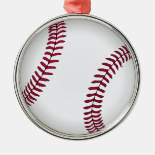 Ornement Rond Argenté Base-ball fait sur commande
