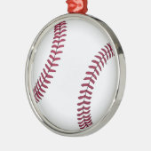 Ornement Rond Argenté Baseball personnalisé (Gauche)