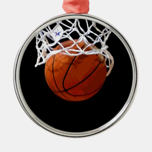 Ornement Rond Argenté Basket (Devant)