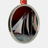 Ornement Rond Argenté Bateaux sous voile (Droite)