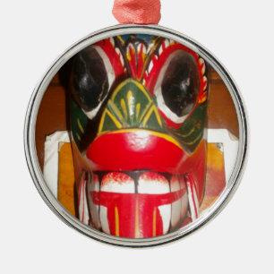 Ornement Rond Argenté Beau art traditionnel sri-lankais de masques de fe