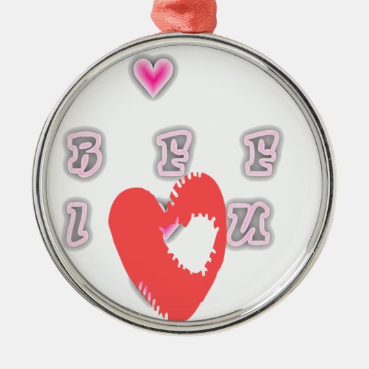Ornement Rond Argenté BFF. Best Friends Forever : I Love You Art Print (Devant)