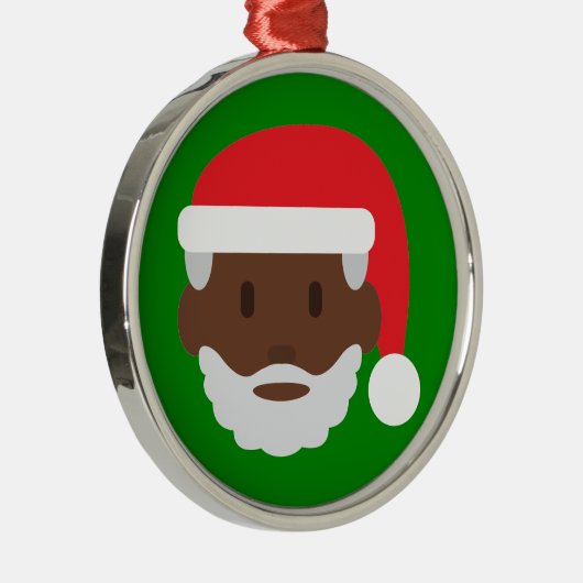 Ornement Rond Argenté black santa claus emoji (Droite)