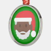 Ornement Rond Argenté black santa claus emoji (Gauche)