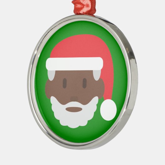 Ornement Rond Argenté black santa claus emoji (Gauche)