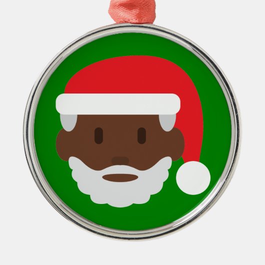 Ornement Rond Argenté black santa claus emoji (Devant)