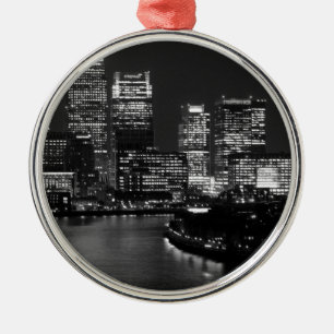 Ornement Rond Argenté Black White London City Night UK Travel