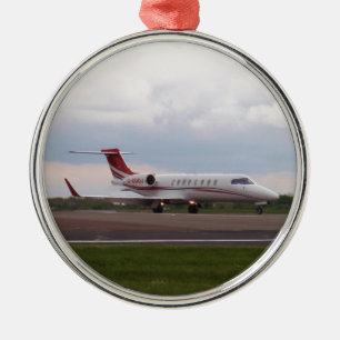 Ornement Rond Argenté Bombardier Lear Jet 45XR