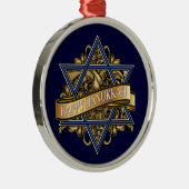 Ornement Rond Argenté Bonne Hanoukka Star de David (Droite)