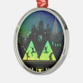 Ornement Rond Argenté Boogie Nights New York (Gauche)