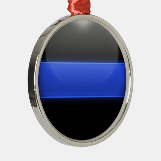 Ornement Rond Argenté Bouton lumineux mince en ligne bleue (Droite)