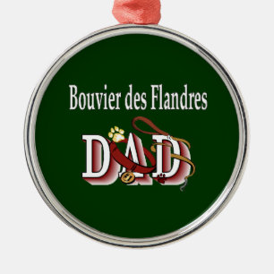 Ornement Rond Argenté Bouvier des Flandres papa