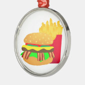 Ornement Rond Argenté Burger et frites (Gauche)