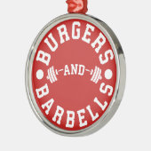 Ornement Rond Argenté Burgers et Barbells - Drôle Exercice Motivationnel (Gauche)