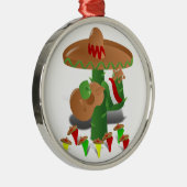 Ornement Rond Argenté Cactus dansant avec guitare Fiesta (Droite)