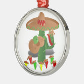 Ornement Rond Argenté Cactus dansant avec guitare Fiesta (Gauche)