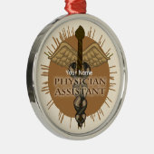 Ornement Rond Argenté Caducée d'Assistant de Médecin (Droite)