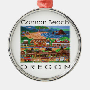 Ornement Rond Argenté Cannon Beach ~ Oregon