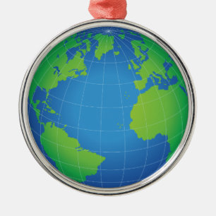 Ornement Rond Argenté Carte du monde