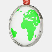 Ornement Rond Argenté Carte du monde blanc vert (Gauche)