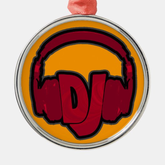 Ornement Rond Argenté casque DJ musique (Devant)