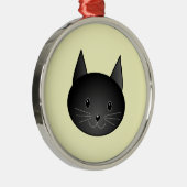 Ornement Rond Argenté Chat. Kitty. noir adorable (Droite)