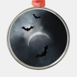 Ornement Rond Argenté Chauve-Chauve-Halloween éffrayante À Eclipse