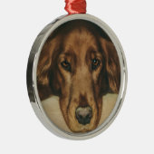 Ornement Rond Argenté Chien irlandais d'or observé par brun (Droite)