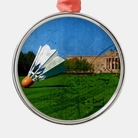 Ornement Rond Argenté Choc sur la pelouse (Devant)