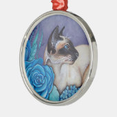 Ornement Rond Argenté Chocolat Siamese Point (Gauche)