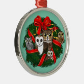 Ornement Rond Argenté Chouette Birdorable Couronne de Noël (Droite)