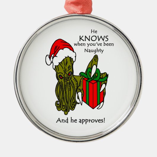 Ornement Rond Argenté Christmas Cthulhu (Devant)
