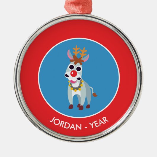 Ornement Rond Argenté Christmas Shane l'âne (Devant)