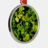 Ornement Rond Argenté Cilantro / Coriander Feuilles (Droite)