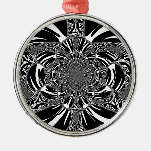 Ornement Rond Argenté Circulaire Zebra Kaleidoscope Art (Devant)