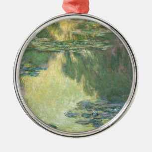 Ornement Rond Argenté Claude Monet Water Lilies Impressionniste Peinture