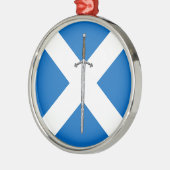 Ornement Rond Argenté Claymore et Saltire (Gauche)