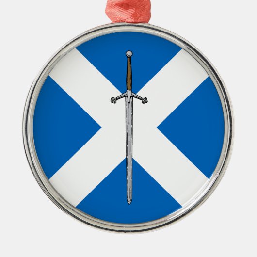 Ornement Rond Argenté Claymore et Saltire (Devant)