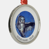 Ornement Rond Argenté Cligner de l'oeil le hibou (Droite)