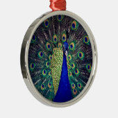 Ornement Rond Argenté Cobalt Blue Peacock (Droite)