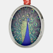 Ornement Rond Argenté Cobalt Blue Peacock (Gauche)