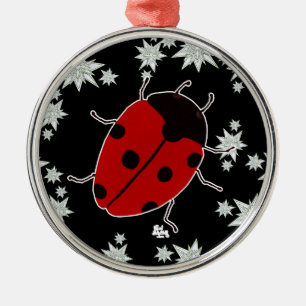 ORNEMENT ROND ARGENTÉ COCCINELLE