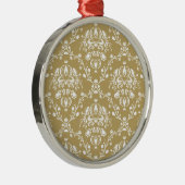 Ornement Rond Argenté Cocoa and Cream Damask (Droite)