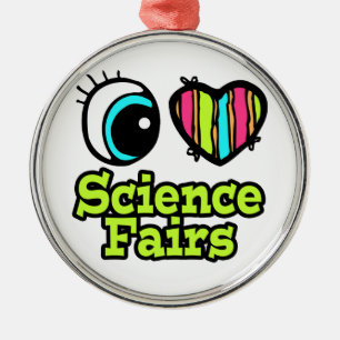 Ornement Rond Argenté Coeur des yeux brillants I Love Science Fairs