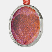 Ornement Rond Argenté coeur rose corail (Gauche)