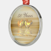 Ornement Rond Argenté Coeurs d'or (Gauche)