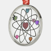 Ornement Rond Argenté Coeurs Empreintes de léopard de Valentine atomique (Gauche)