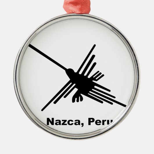 Ornement Rond Argenté Colibri Nazca, Pérou (Devant)