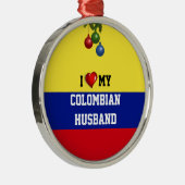 Ornement Rond Argenté Colombie : J'Aime Mon Mari Colombien (Droite)