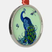 Ornement Rond Argenté Conception classique de paon et libellule (Droite)